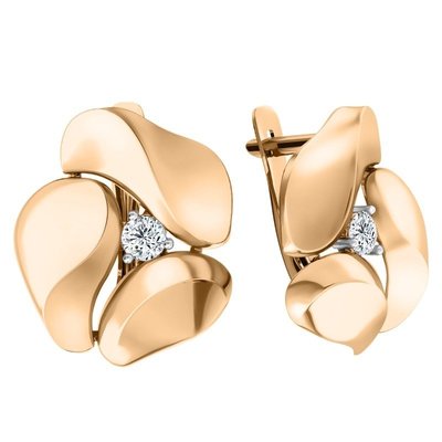 Серьги из красного золота с фианитами 1