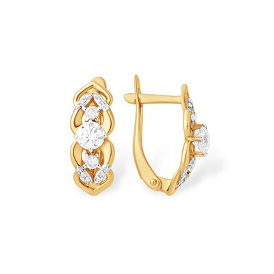 Серьги из красного золота с фианитами 1