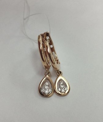 Серьги из красного золота с фианитами 3