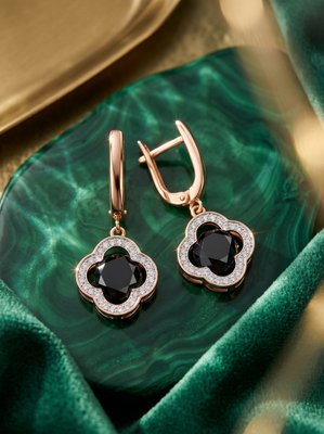 Серьги из красного золота с фианитами 2