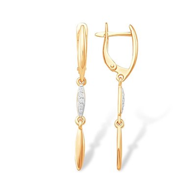 Серьги из красного золота с фианитами 1