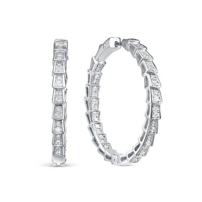 Серьги-конго из белого золота с фианитами 1