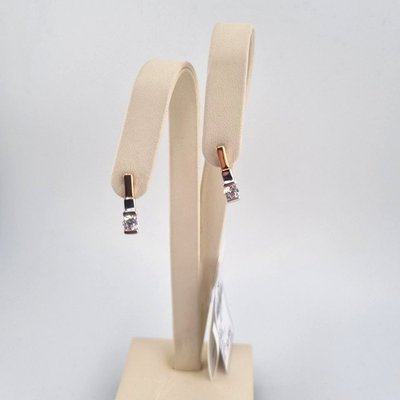 Серьги из красного золота с фианитами 2
