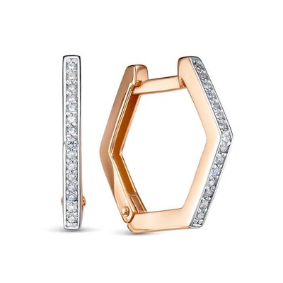 Серьги-конго из красного золота с фианитами 1