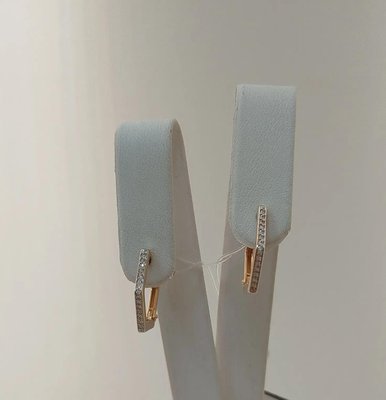 Серьги-конго из красного золота с фианитами 3