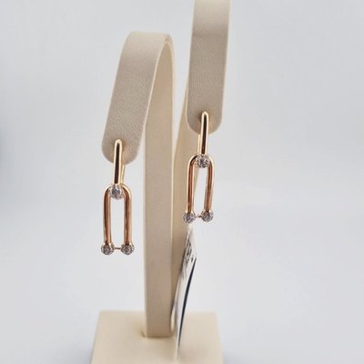 Серьги из красного золота с фианитами 2