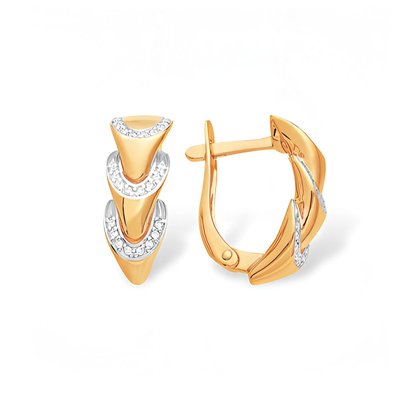Серьги из красного золота с фианитами 1