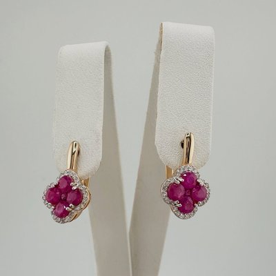 Серьги из красного золота с бриллиантами и рубинами 2