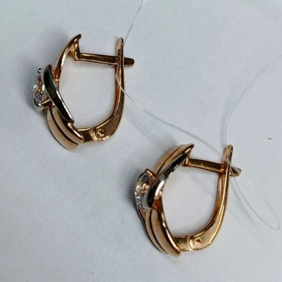 Серьги из красного золота с фианитами 3