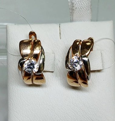 Серьги из красного золота с фианитами 2