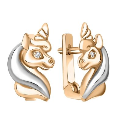 Серьги из красного золота с фианитами 1