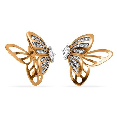 Серьги из красного золота с фианитами 1