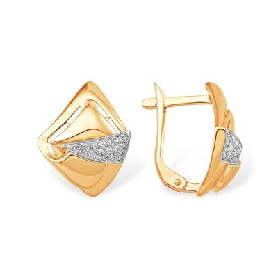 Серьги из красного золота с фианитами 1