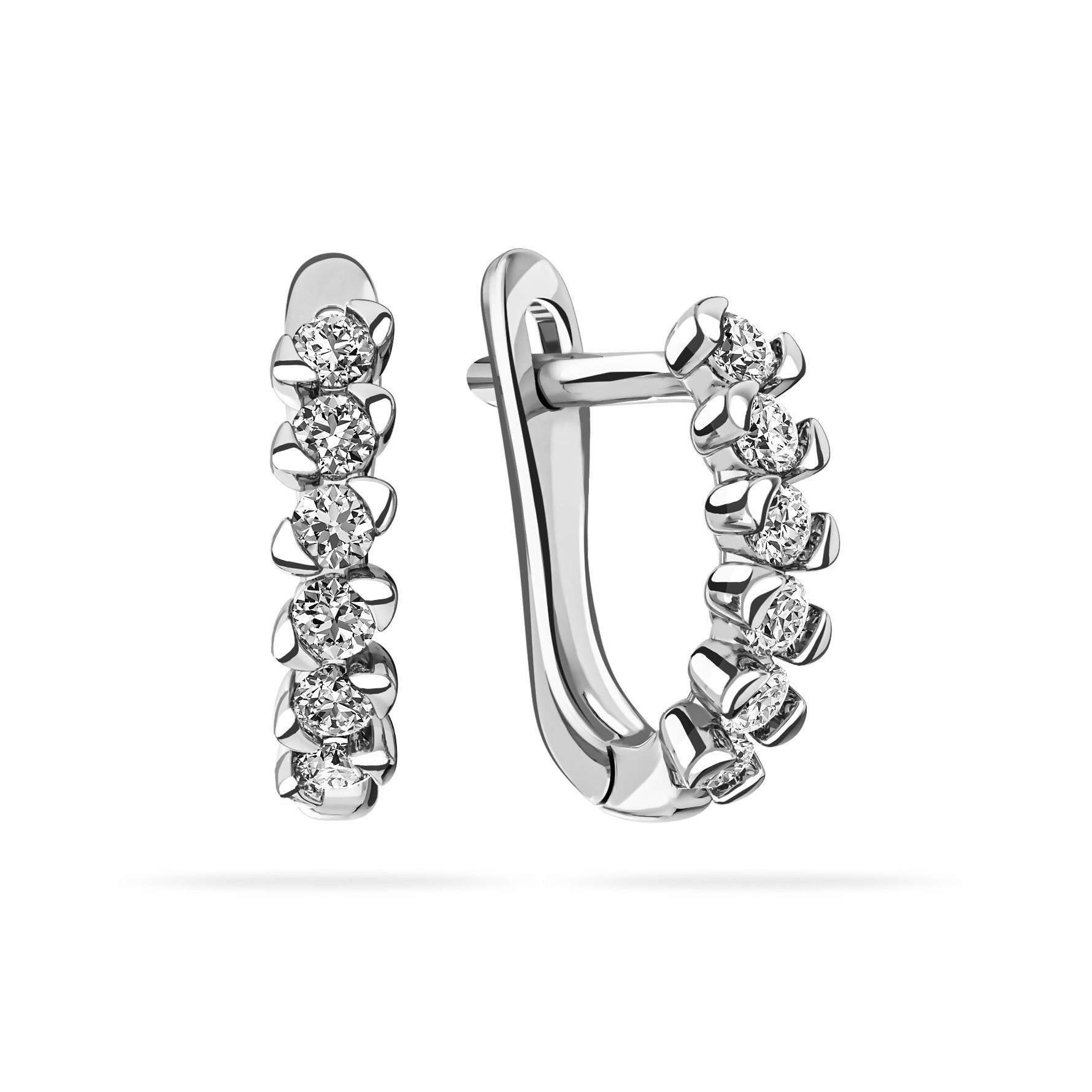 Серьги из белого золота с фианитами