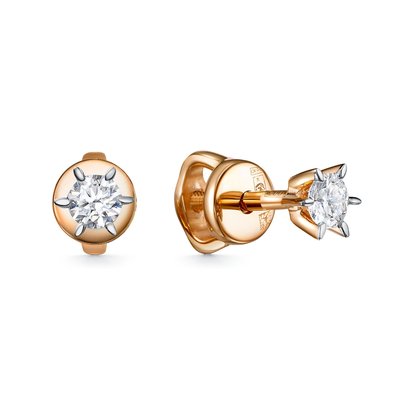 Серьги из красного золота с бриллиантом 1