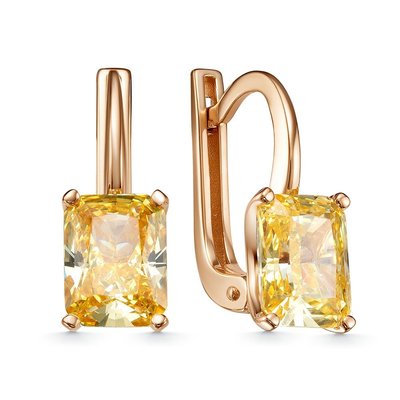 Серьги из красного золота с бриллианитом 1