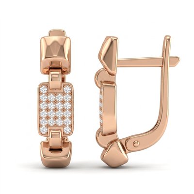 Серьги из красного золота с фианитами 1