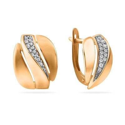 Серьги из красного золота с фианитами 1