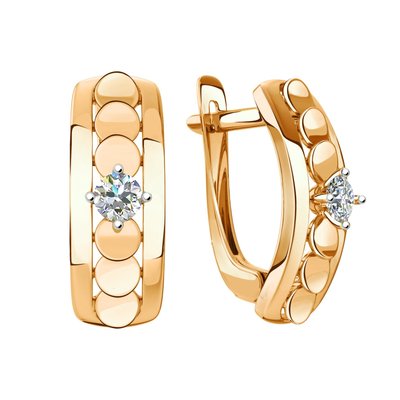 Серьги из красного золота с фианитами 1