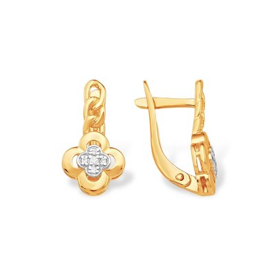 Серьги из красного золота с фианитами 1