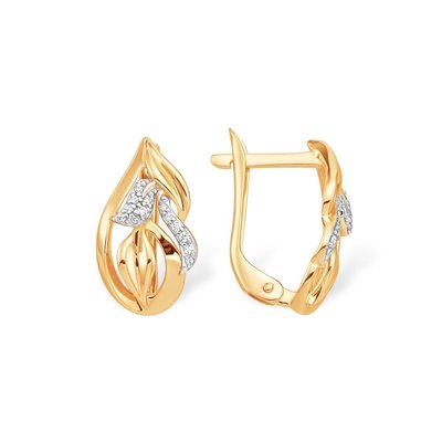 Серьги из красного золота с фианитами 1