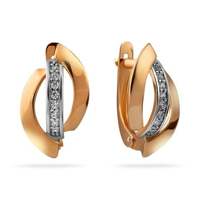 Серьги из красного золота с фианитами 1
