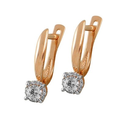 Серьги из красного золота с фианитами 1
