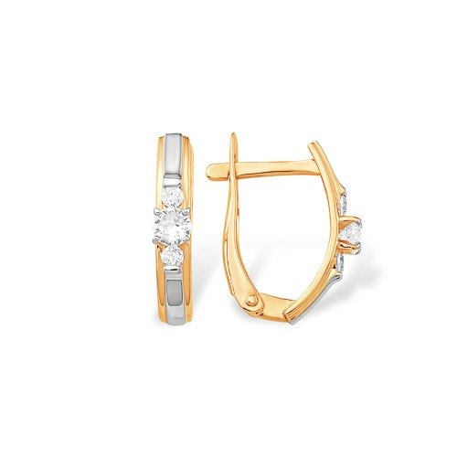Серьги из красного золота с фианитами