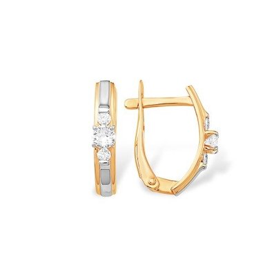 Серьги из красного золота с фианитами 1
