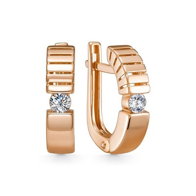 Серьги из красного золота с бриллианитами 1