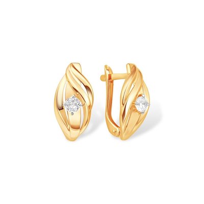 Серьги из красного золота с фианитами 1