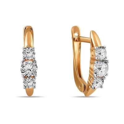 Серьги из красного золота с фианитами 1
