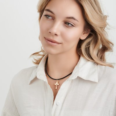 Крест из комбинированного золота 4