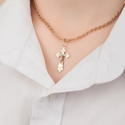 Крест из комбинированного золота 3